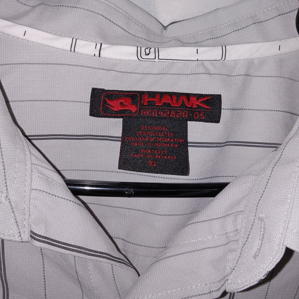 Tony Hawk Light Grey Striped Button Up Skater Shirt Mens Size XL
